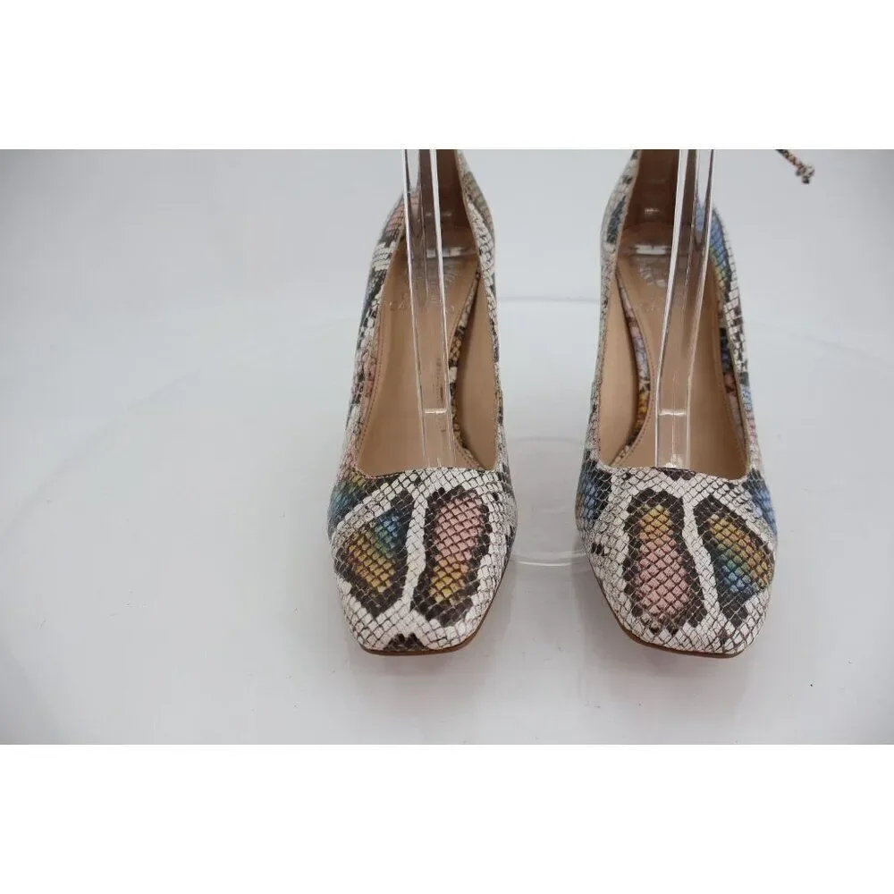 Vince Camuto Damell Ankle Wrap Pump Women's Size 7.5 Snake Print Leather Elegant